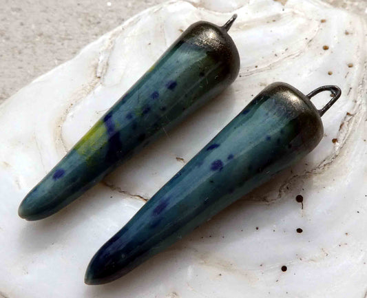 Ceramic Spikes Earring Charms -Koi Pond