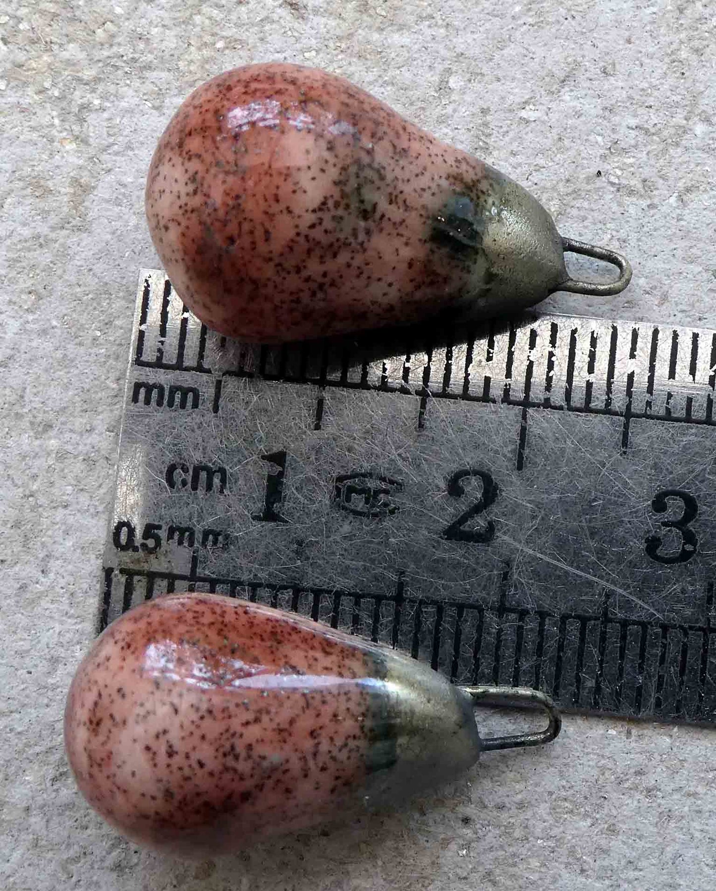 Ceramic Bronzy Droplet Earring Charms - Raspberry Sparkle