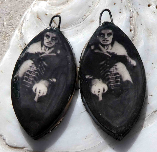 Ceramic Spooky Decal Earring Charms - Nosferatu #2