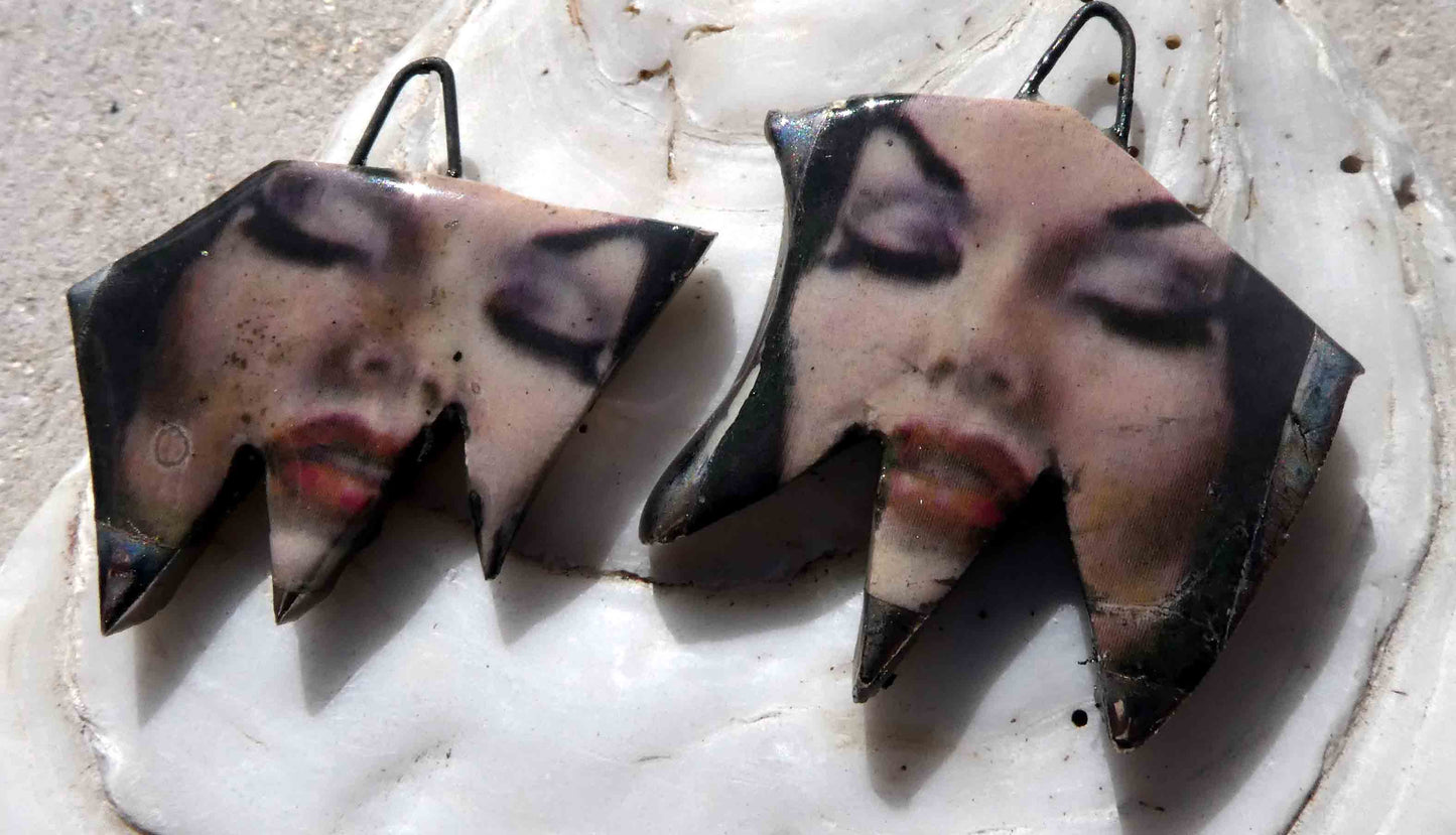 Ceramic Terror Decal Earring Charms#1