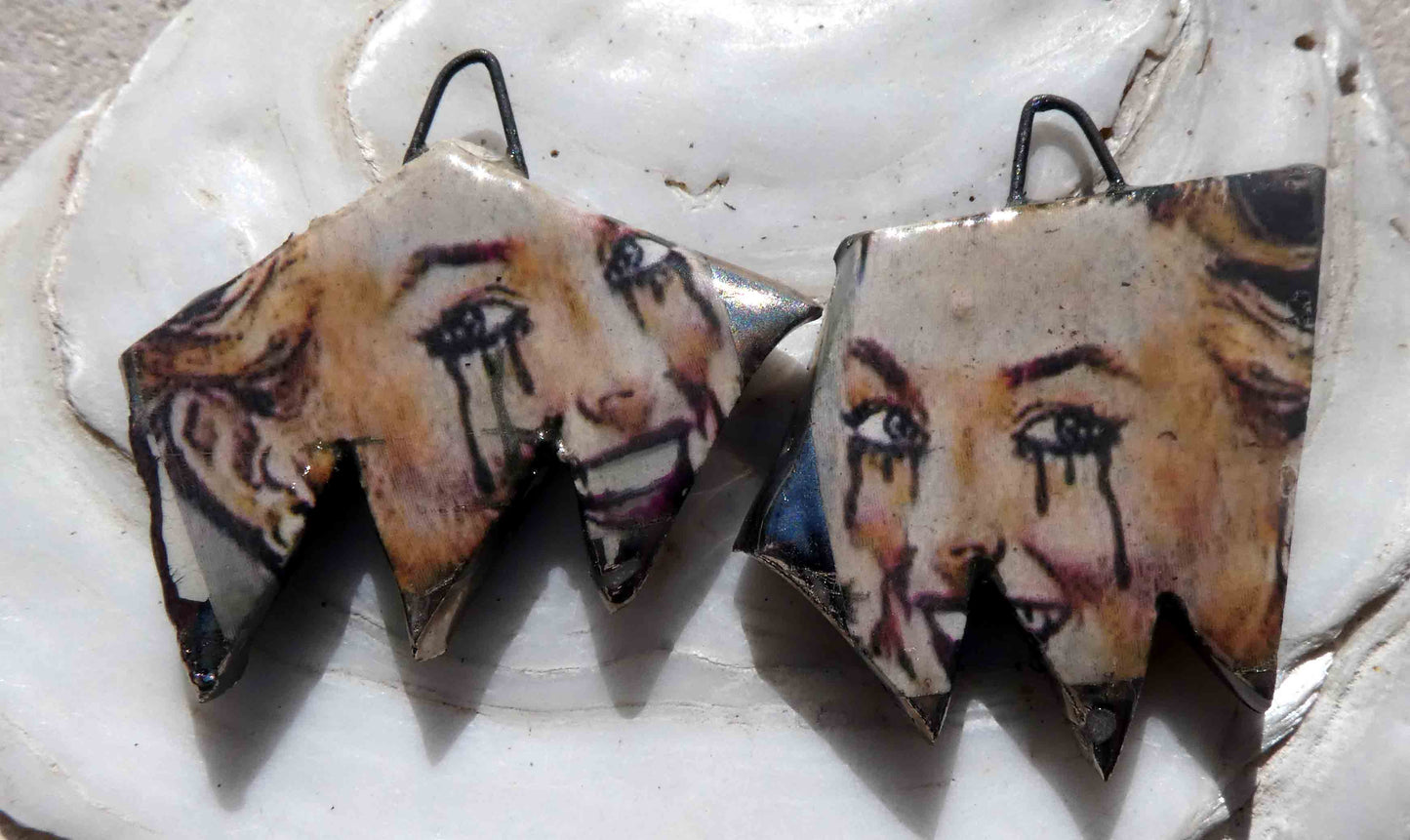 Ceramic Terror Decal Earring Charms#2