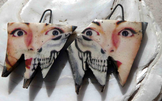 Ceramic Terror Decal Earring Charms#4