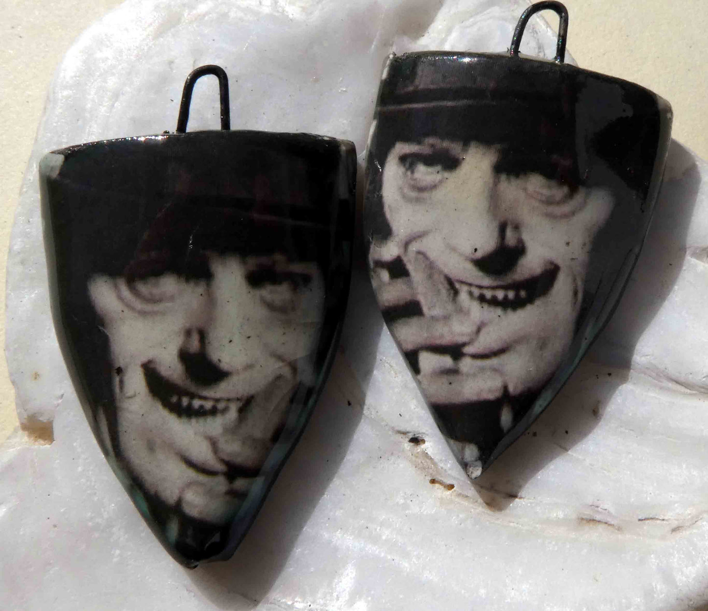 Ceramic Spooky Decal Shield Earring Charms -Mr Hyde