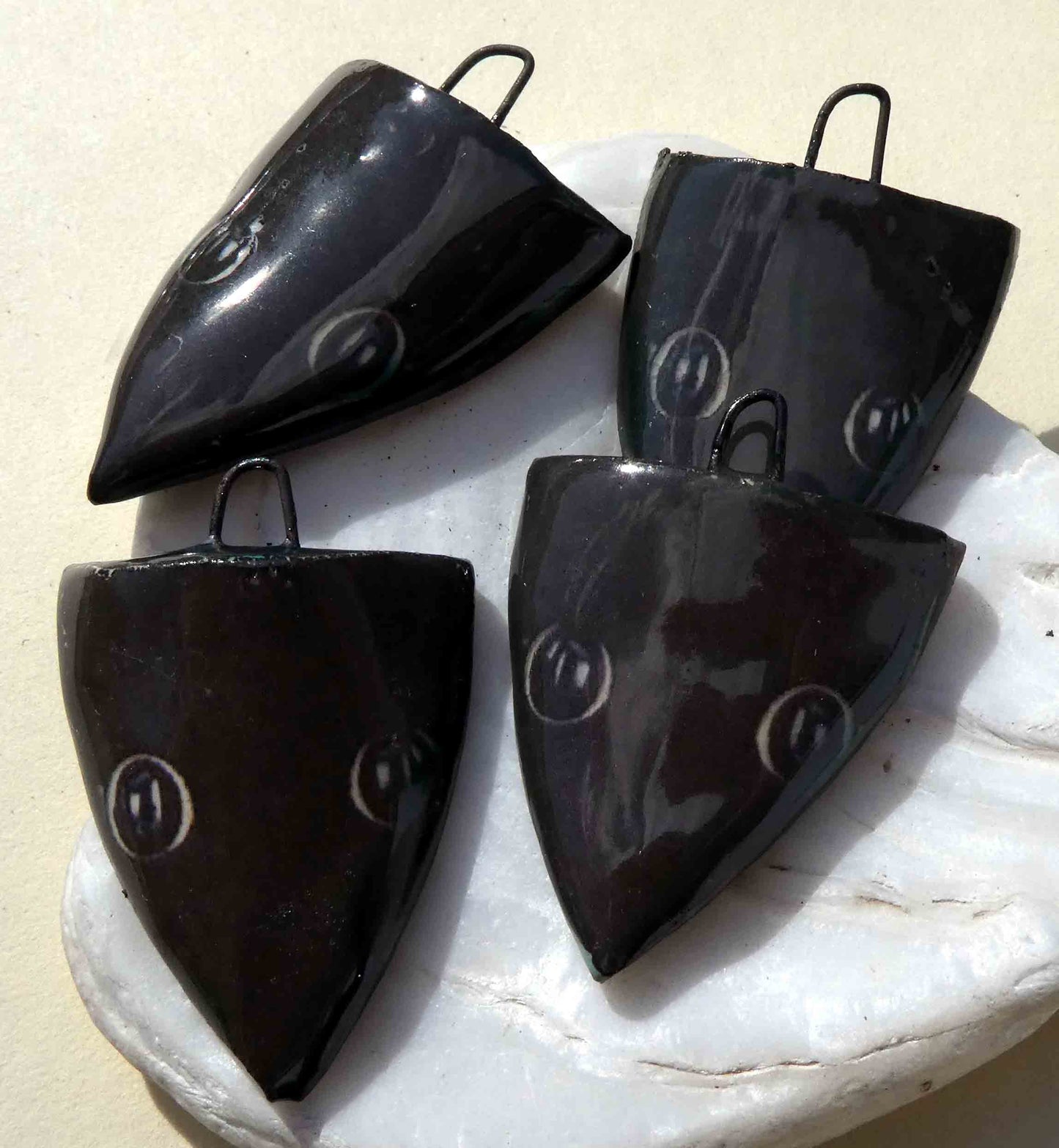 Ceramic Spooky Decal Shield Earring Charms -Black Cat #2
