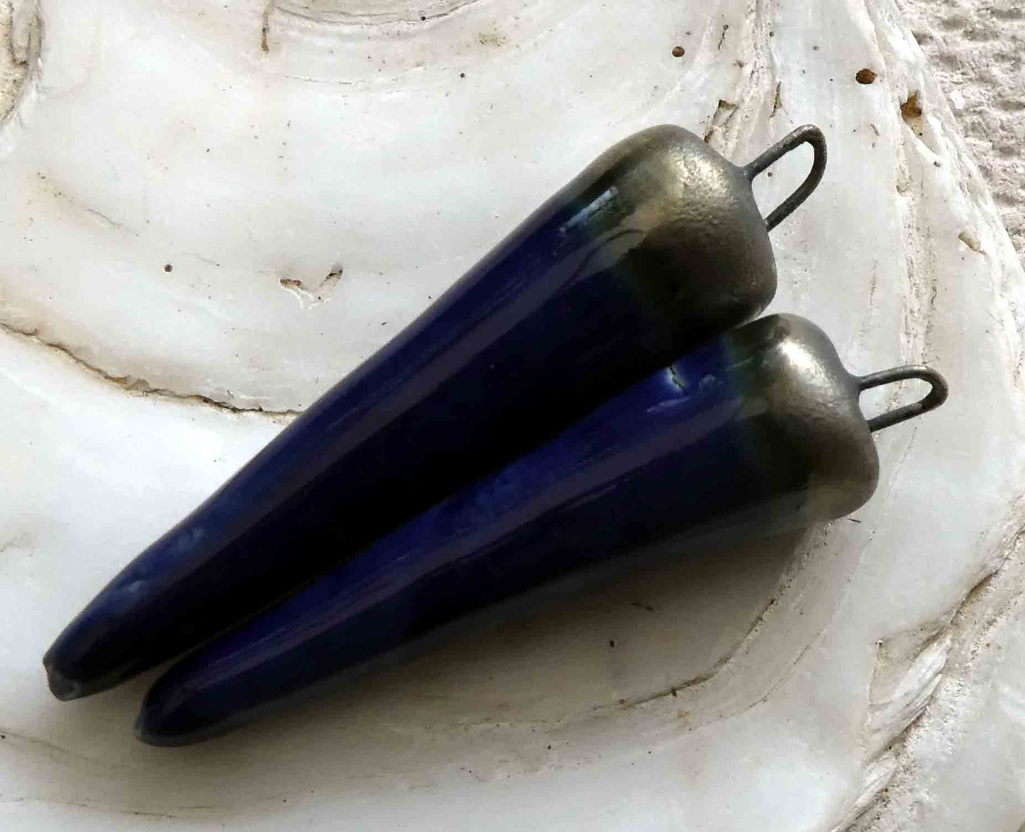 Ceramic Spikes Earring Charms -Mirror Blue