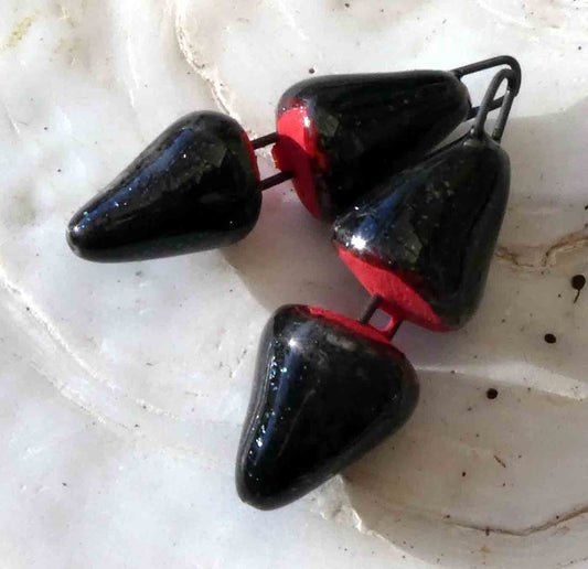 Ceramic Double Cone Earring Charms -Black Diamond