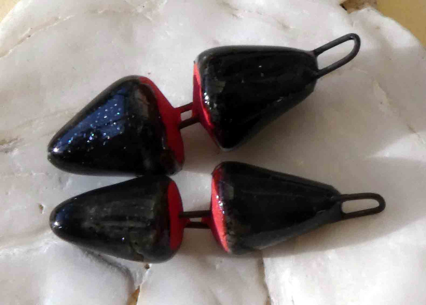 Ceramic Double Cone Earring Charms -Black Diamond