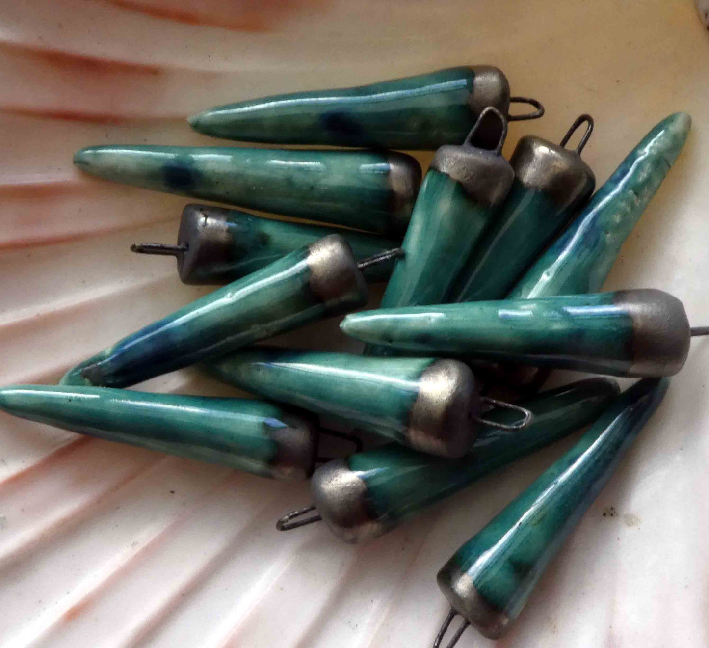 Ceramic Spikes Earring Charms -Royal Turquoise