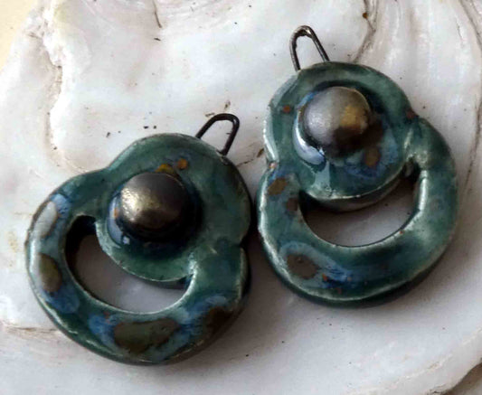 Ceramic Hoop Earring Charms -Mystic Jade