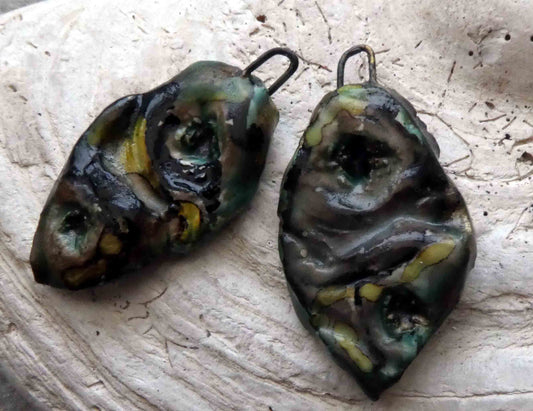 Ceramic Organic Woody Drops Earring Charms #6