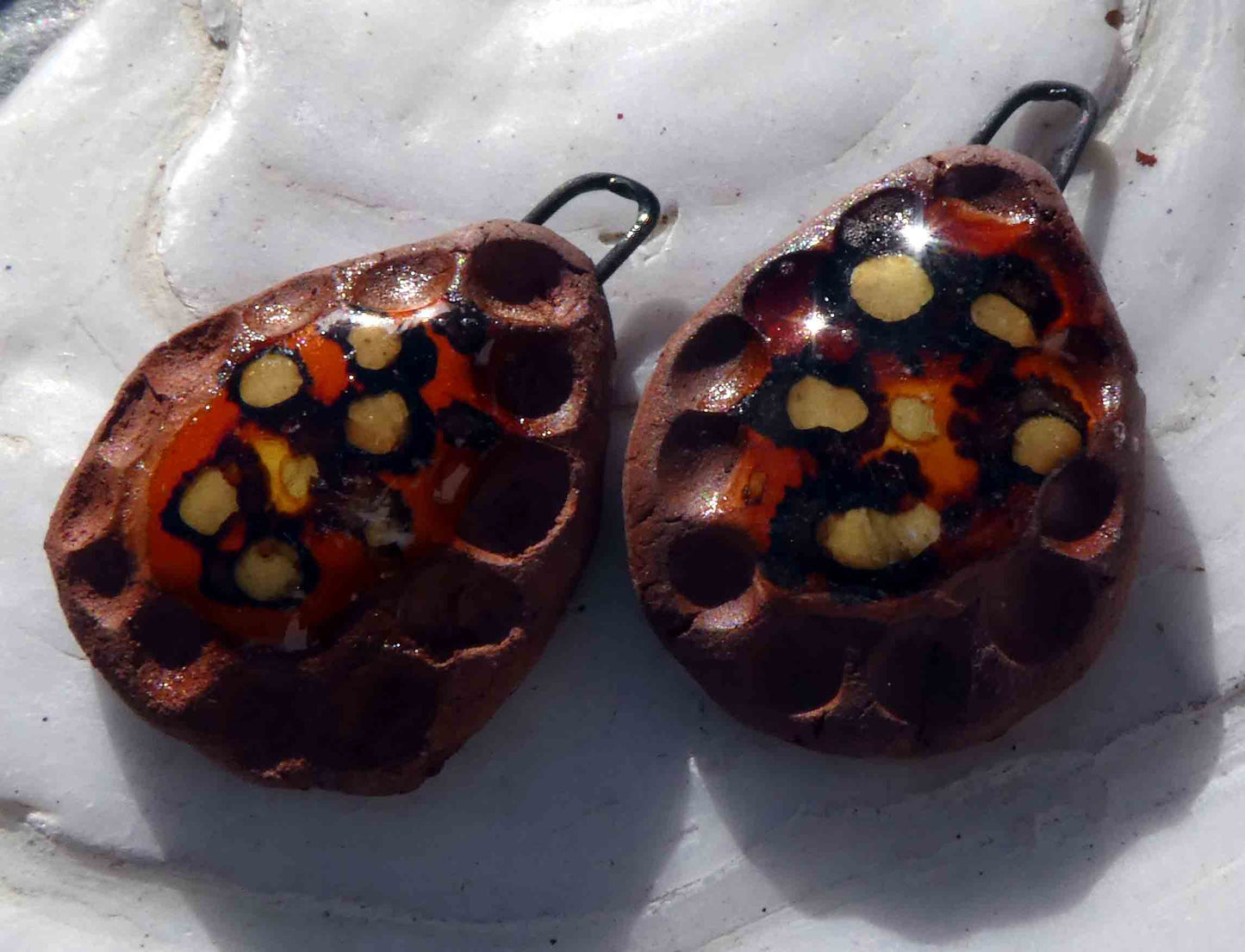 Ceramic Terracotta Drops Earring Charms - Browns #2
