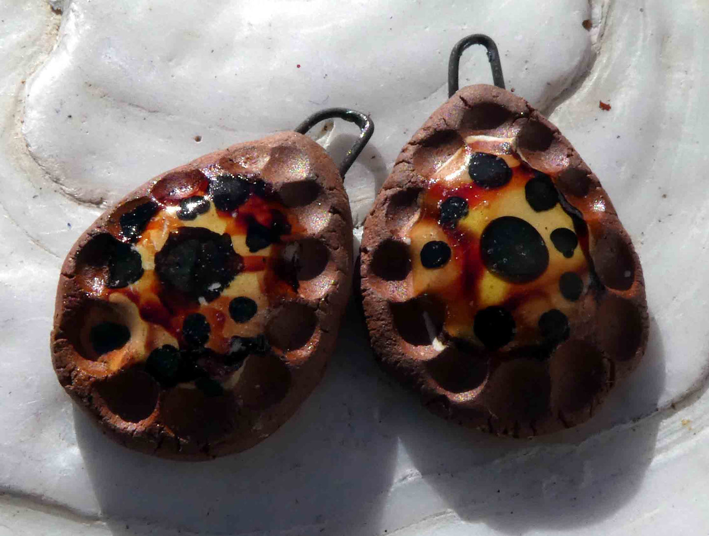 Ceramic Terracotta Drops Earring Charms - Browns #4