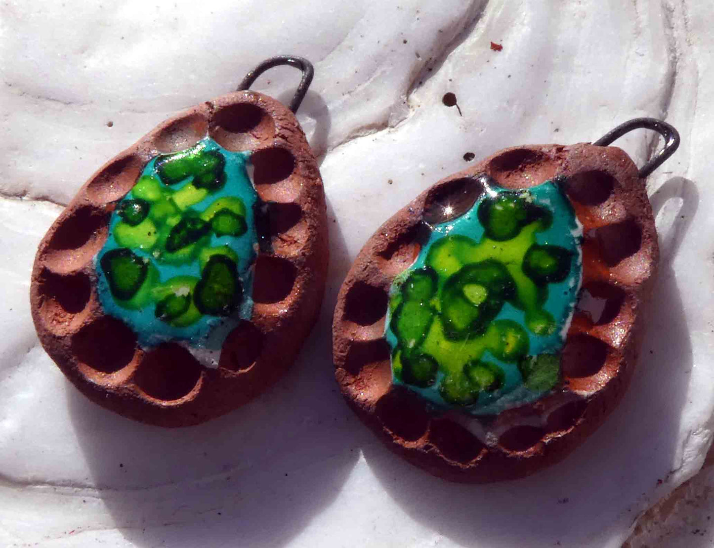 Ceramic Terracotta Drops Earring Charms - Greens #2