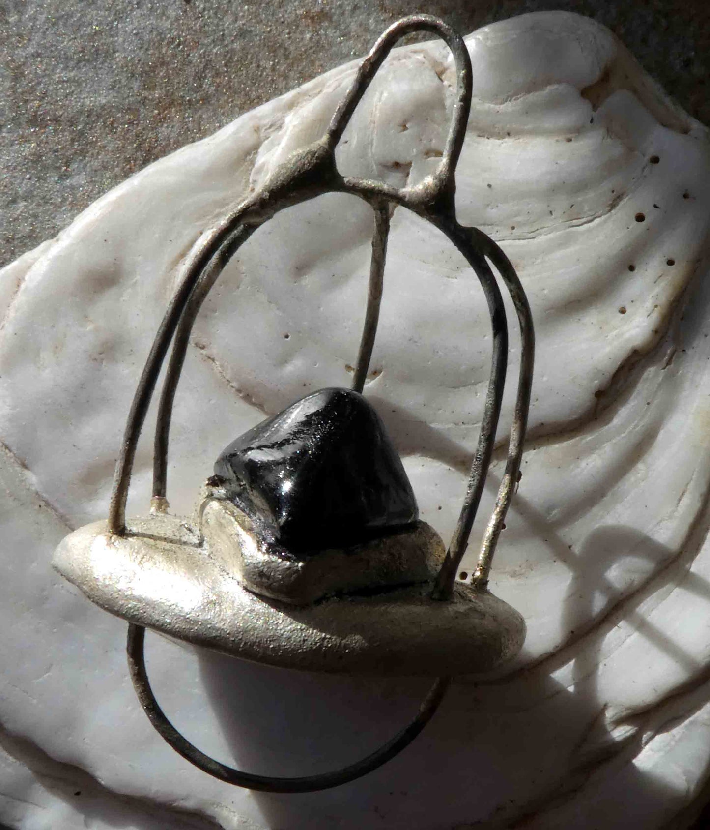 Ceramic Caged Gem Connector Pendant