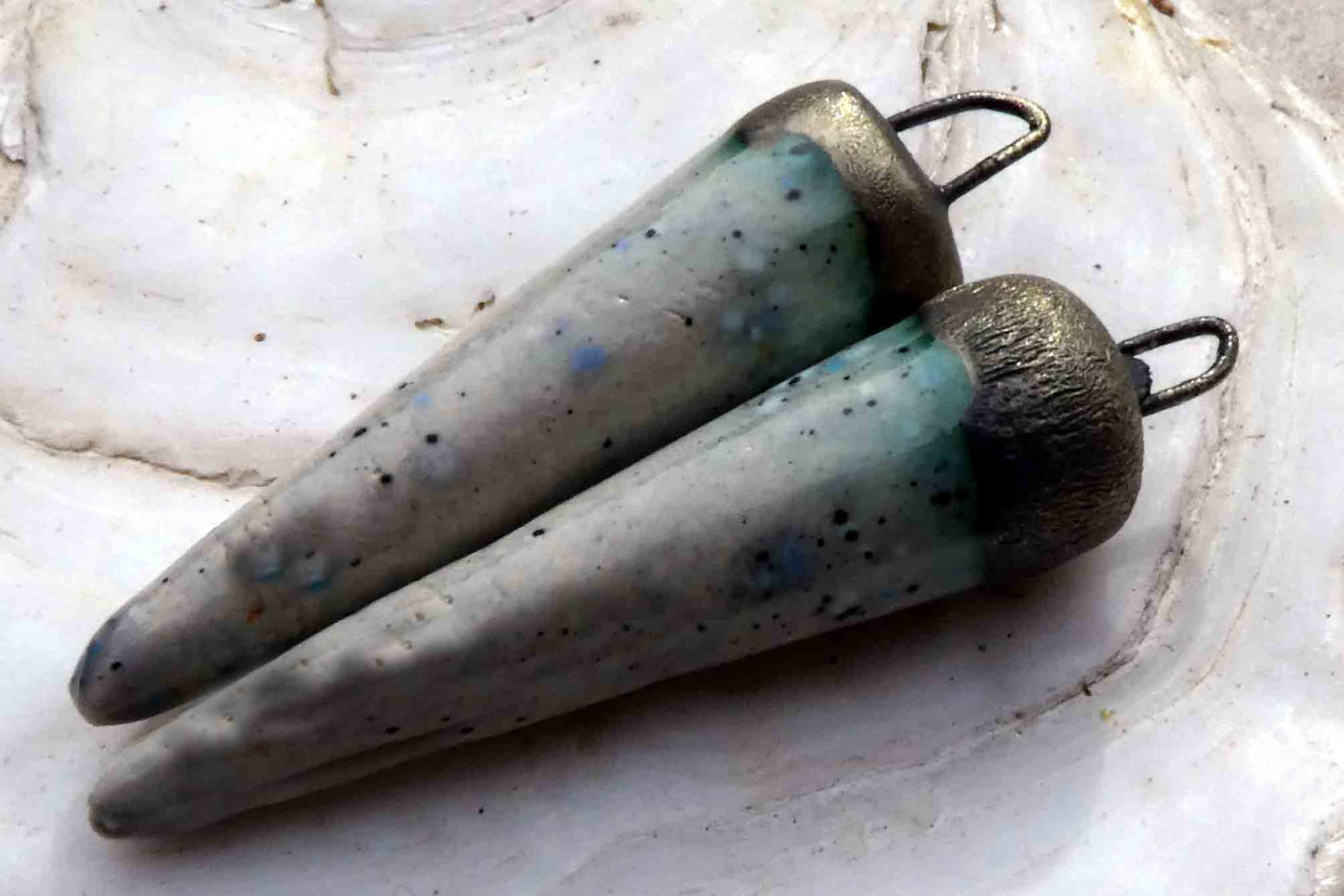 Ceramic Spikes Earring Charms -River Rock
