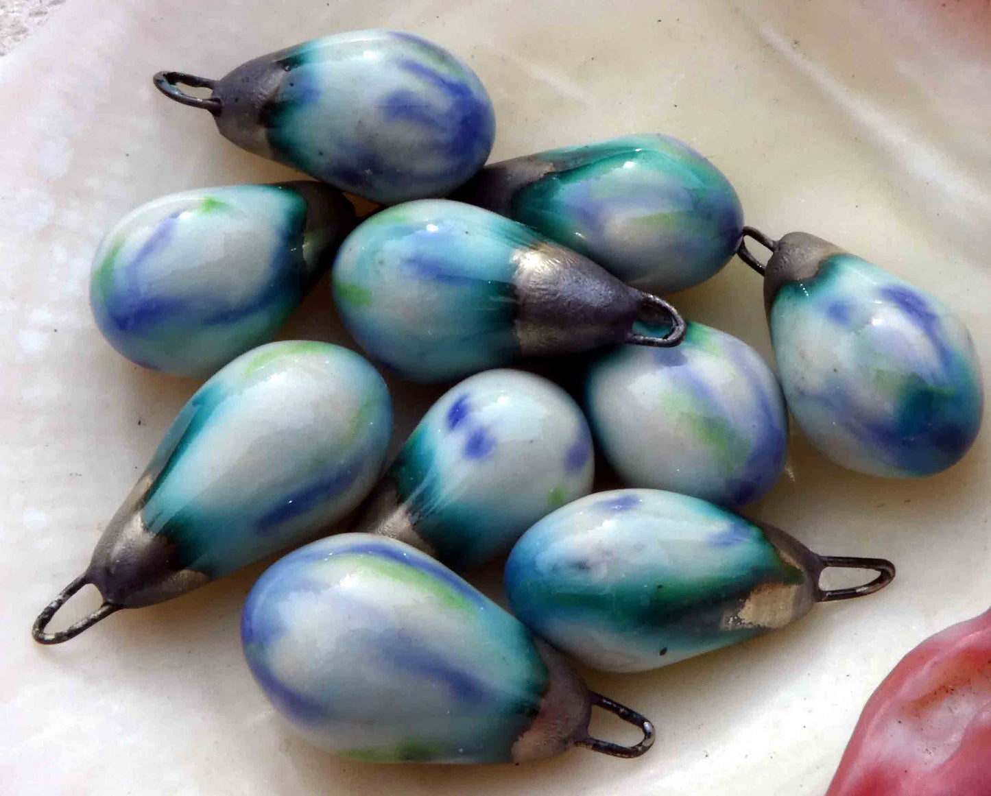 Ceramic Drops Earring Charms - Blueberries