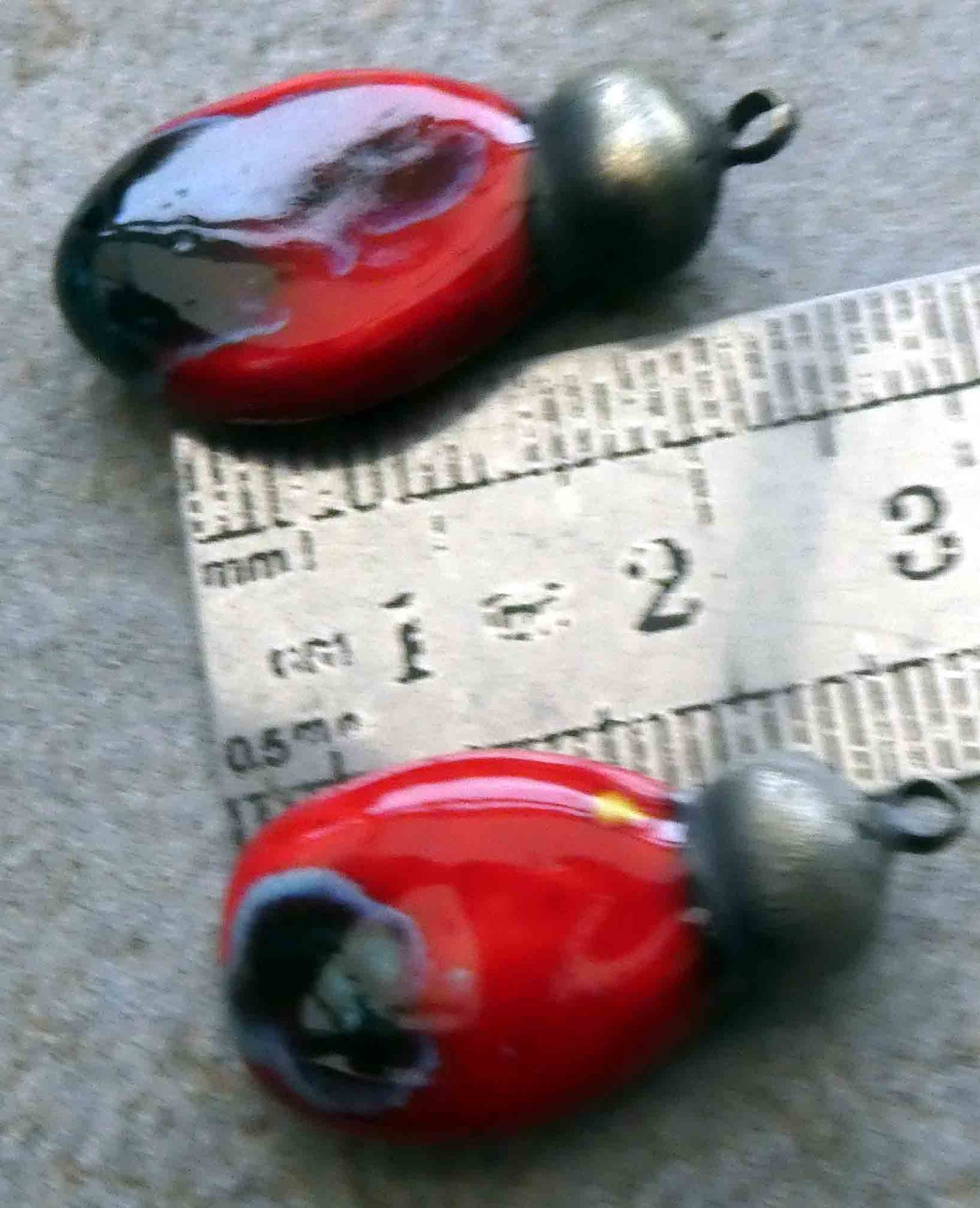 Ceramic Flat Drop Earring Charms - Ladybird