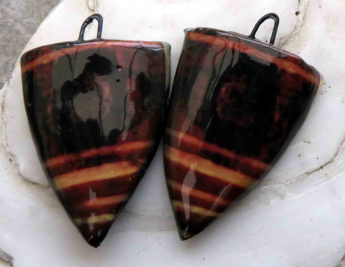 Ceramic Decal Aborigine Shield Earring Charms #8