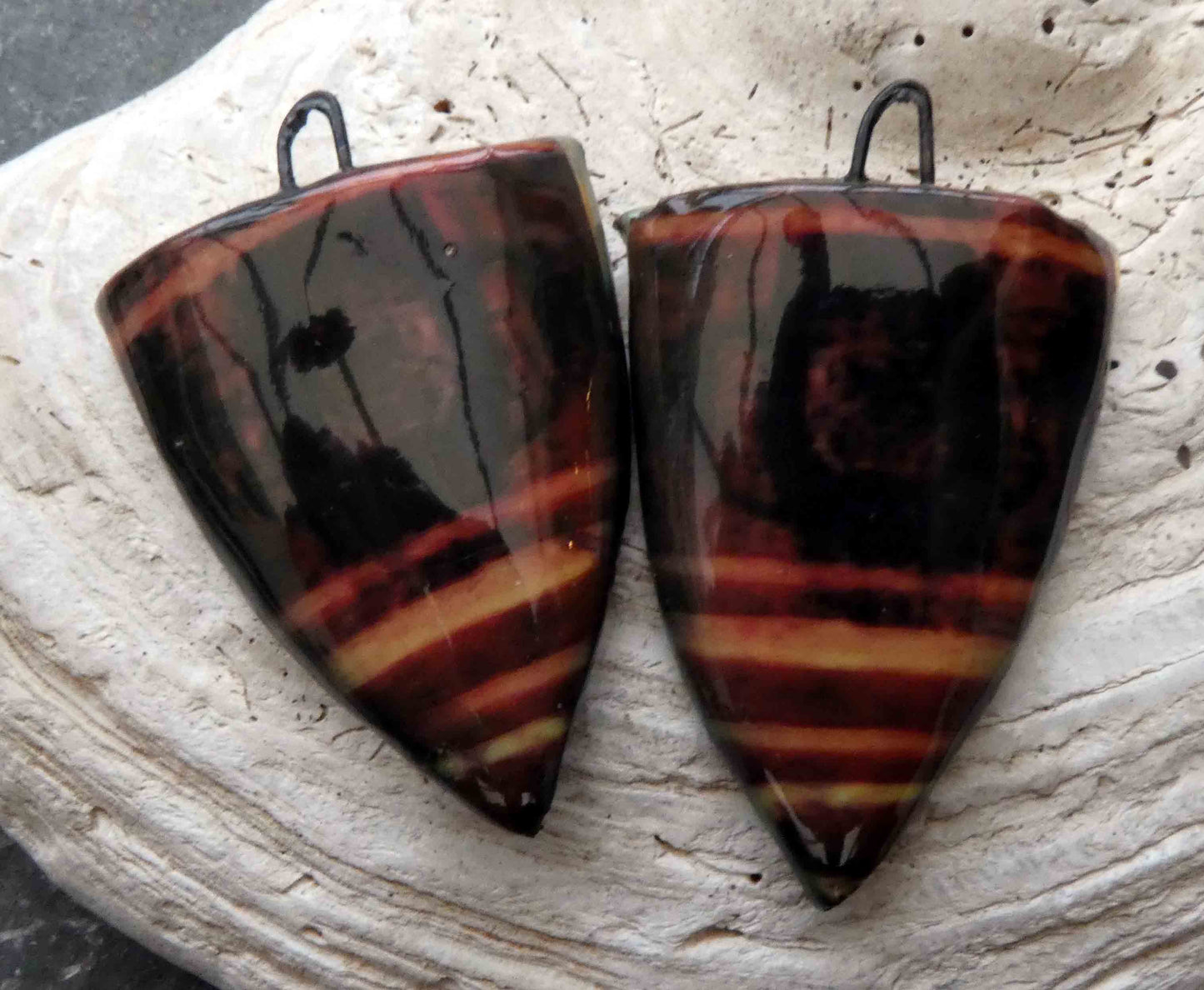 Ceramic Decal Aborigine Shield Earring Charms #8