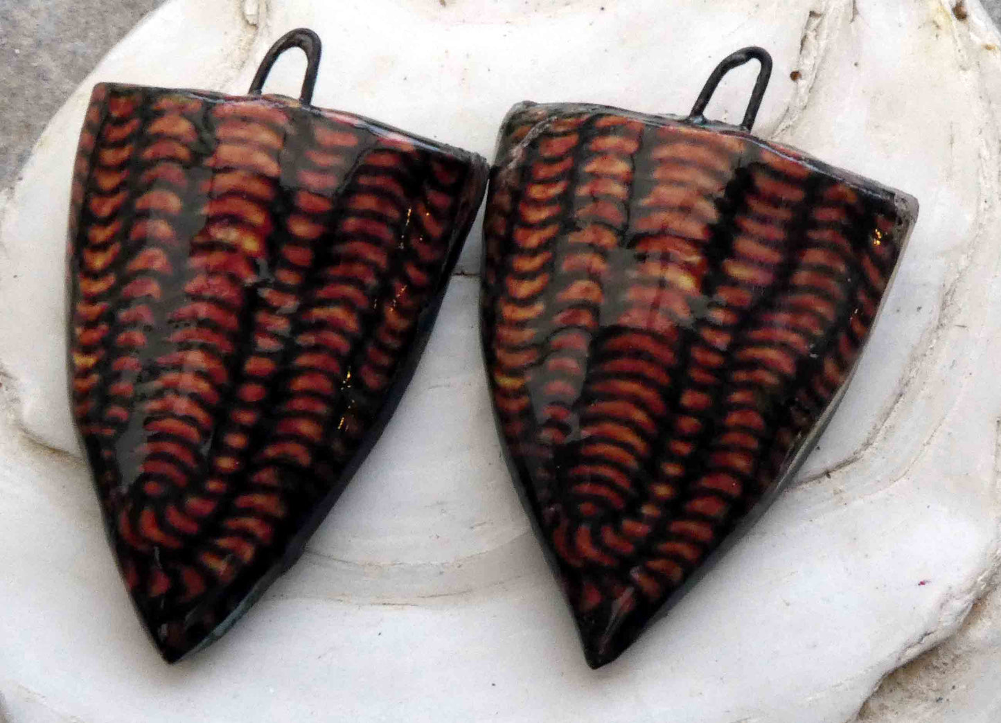 Ceramic Decal Aborigine Shield Earring Charms #9