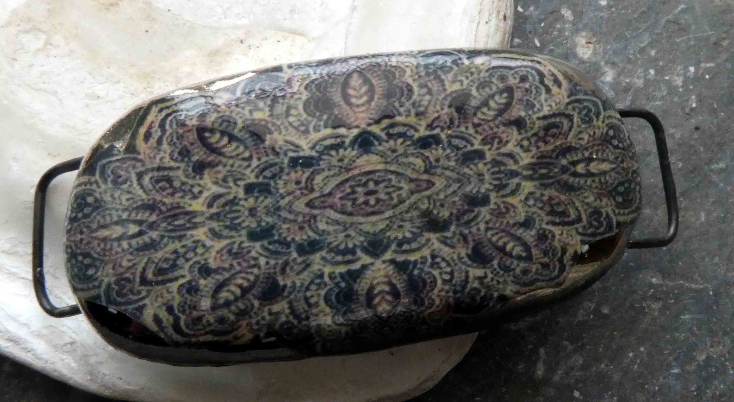Ceramic Decal Bracelet Focal - Paisley Pattern