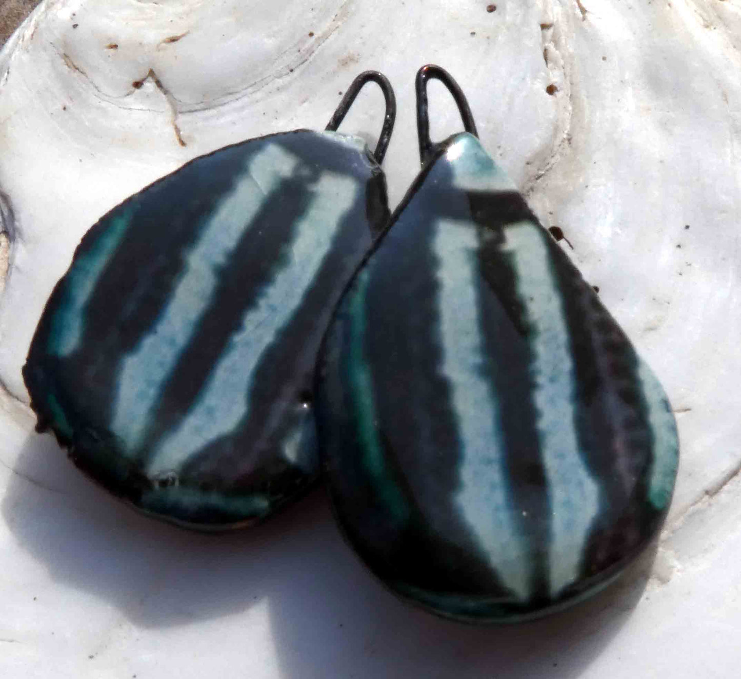 Ceramic Decal Beetle Back Slice Earring Charms #12