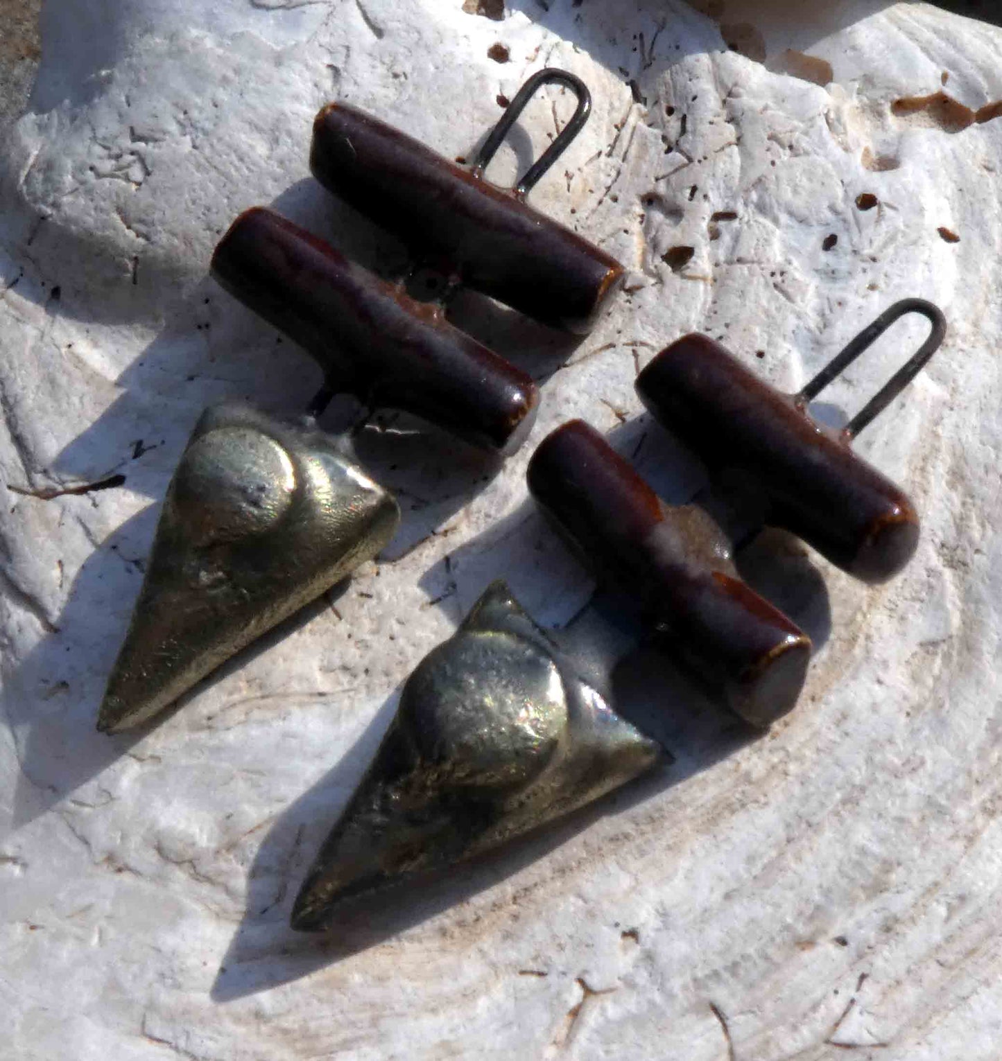 Ceramic Arrow and Stick Earring Charms -Volcanic Glow