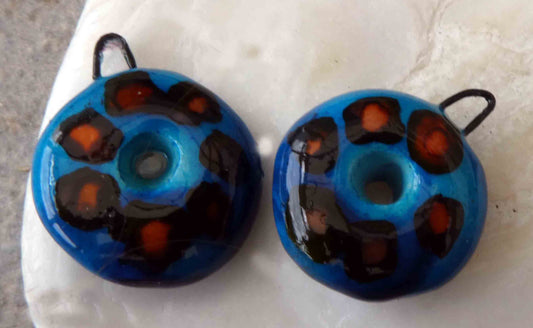 Ceramic Mixed Colour Holey Disc Earring Charms #3