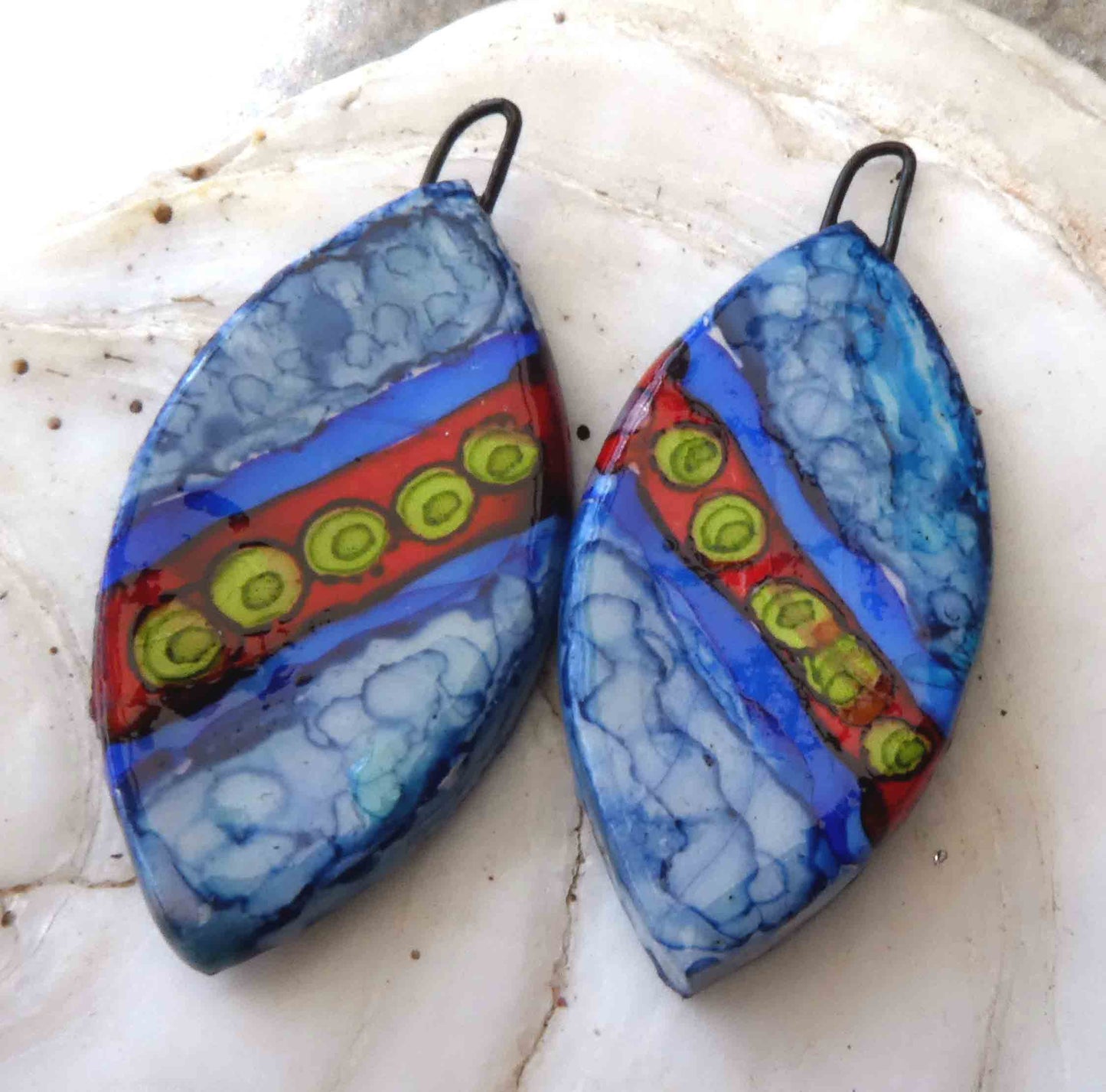 Ceramic Reversible Painted Drops Earring Charms -#10