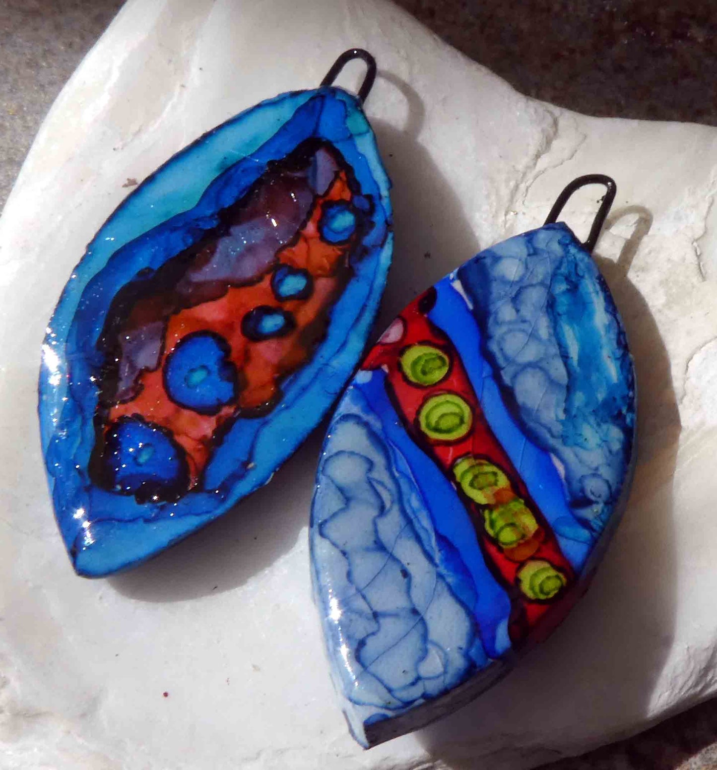 Ceramic Reversible Painted Drops Earring Charms -#10