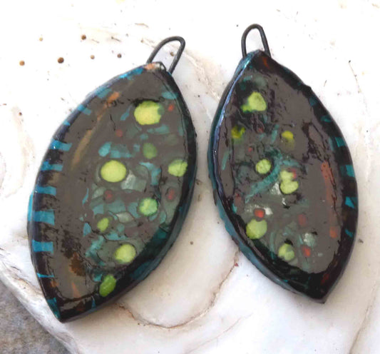 Ceramic Reversible Painted Drops Earring Charms -#15
