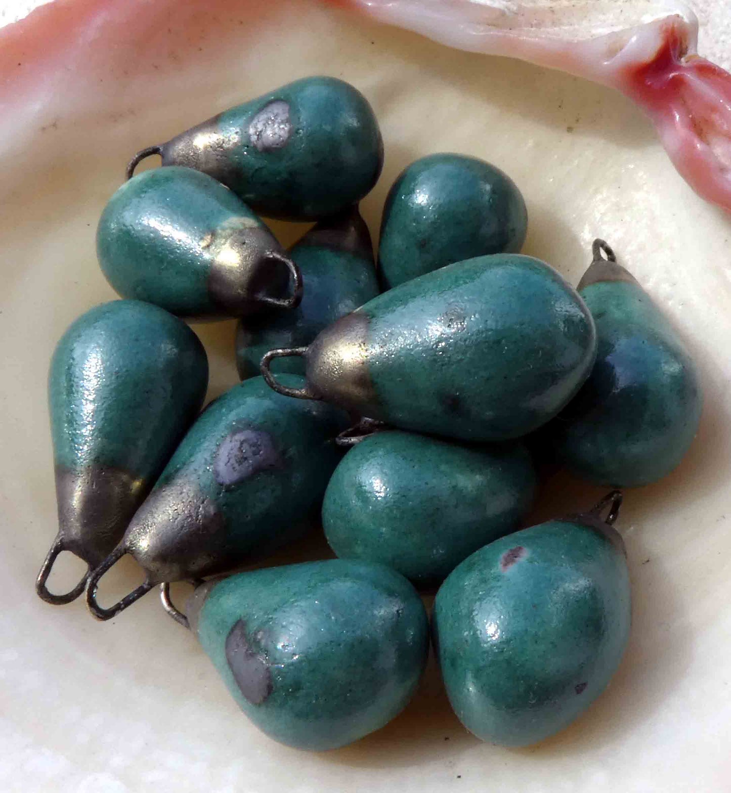 Ceramic Drops Earring Charms - Emerald Glimmer