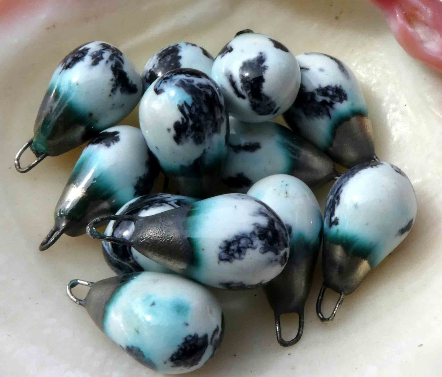 Ceramic Drops Earring Charms - Dalmation