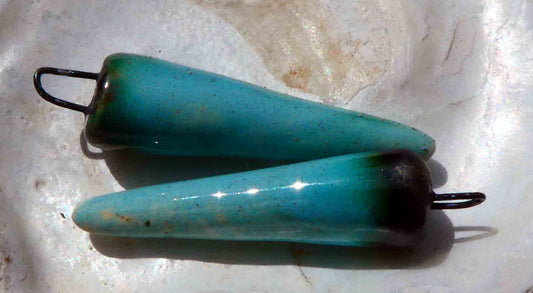 Ceramic Bronzy Spikes Earring Charms - Larimar