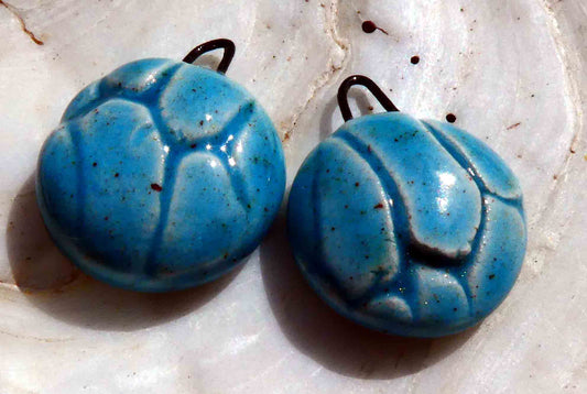 Ceramic Cobblestone Bowl Drops Earring Charms - Lagoon