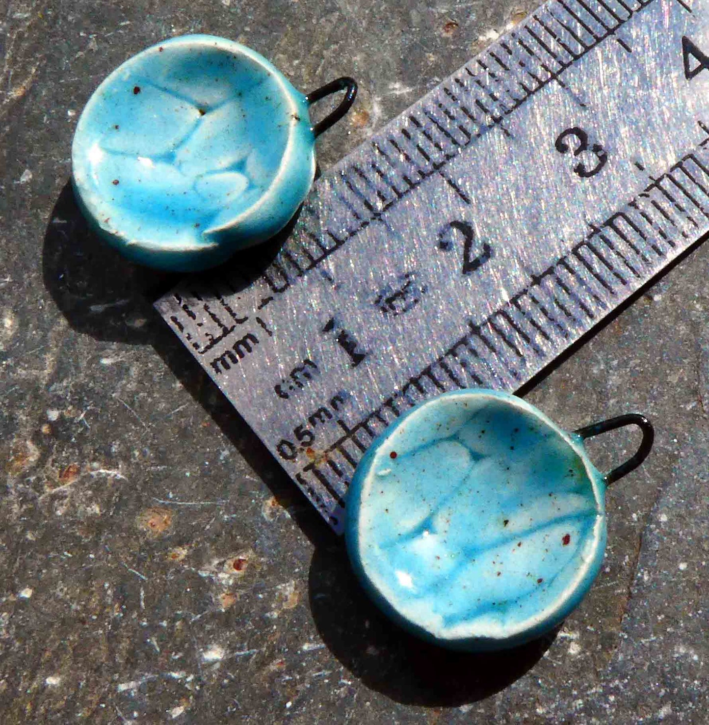 Ceramic Cobblestone Bowl Drops Earring Charms - Lagoon