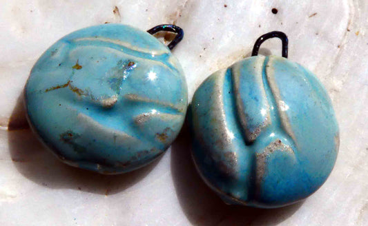 Ceramic Cobblestone Bowl Drops Earring Charms - Larimar