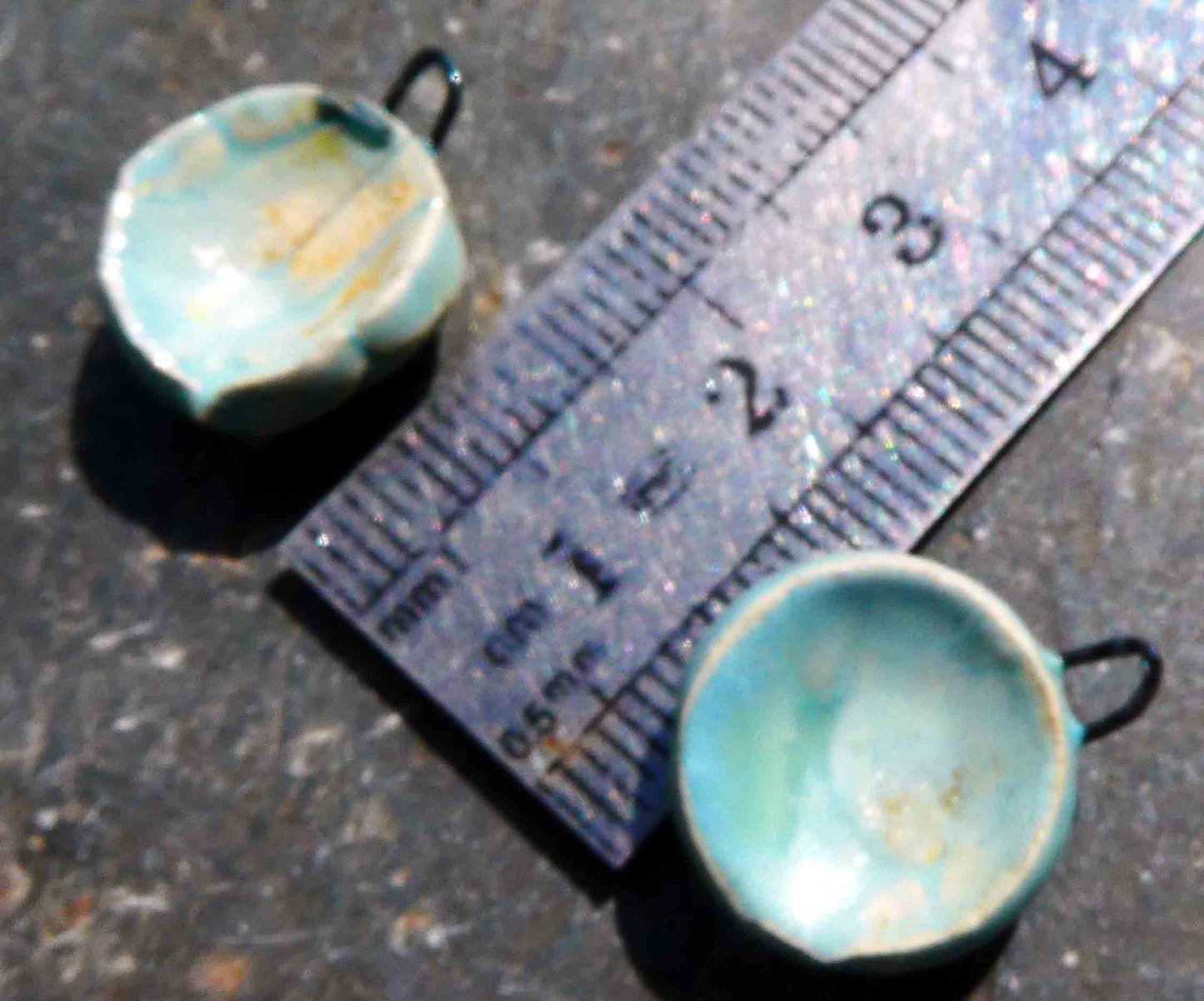 Ceramic Cobblestone Bowl Drops Earring Charms - Larimar