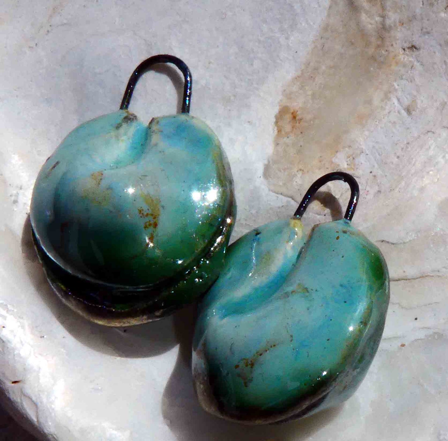 Ceramic Fortune Cookie Earring Charms - Larimar