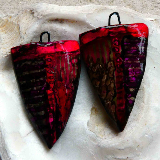 Ceramic Painted Shield Earring Charms #9