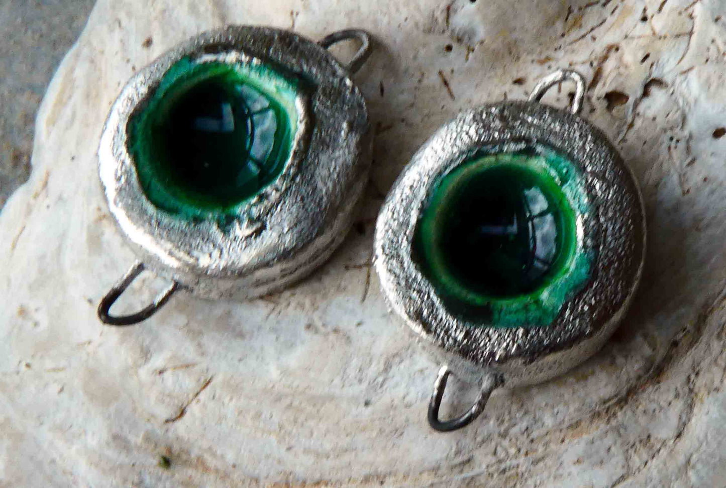 Ceramic Mini Rockpool Earring Connectors - Green