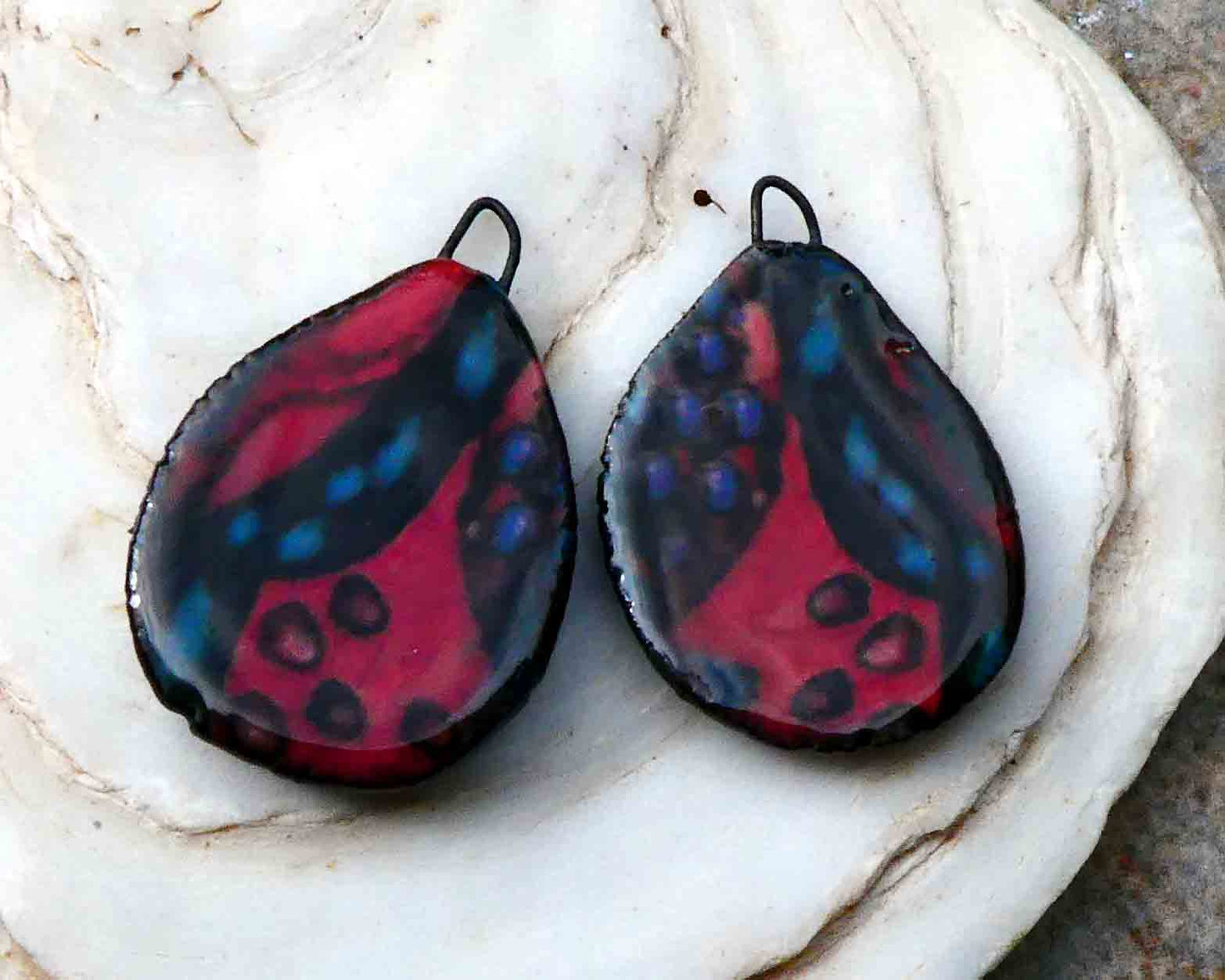 Ceramic Painted Decal Slice Earring Charms #28