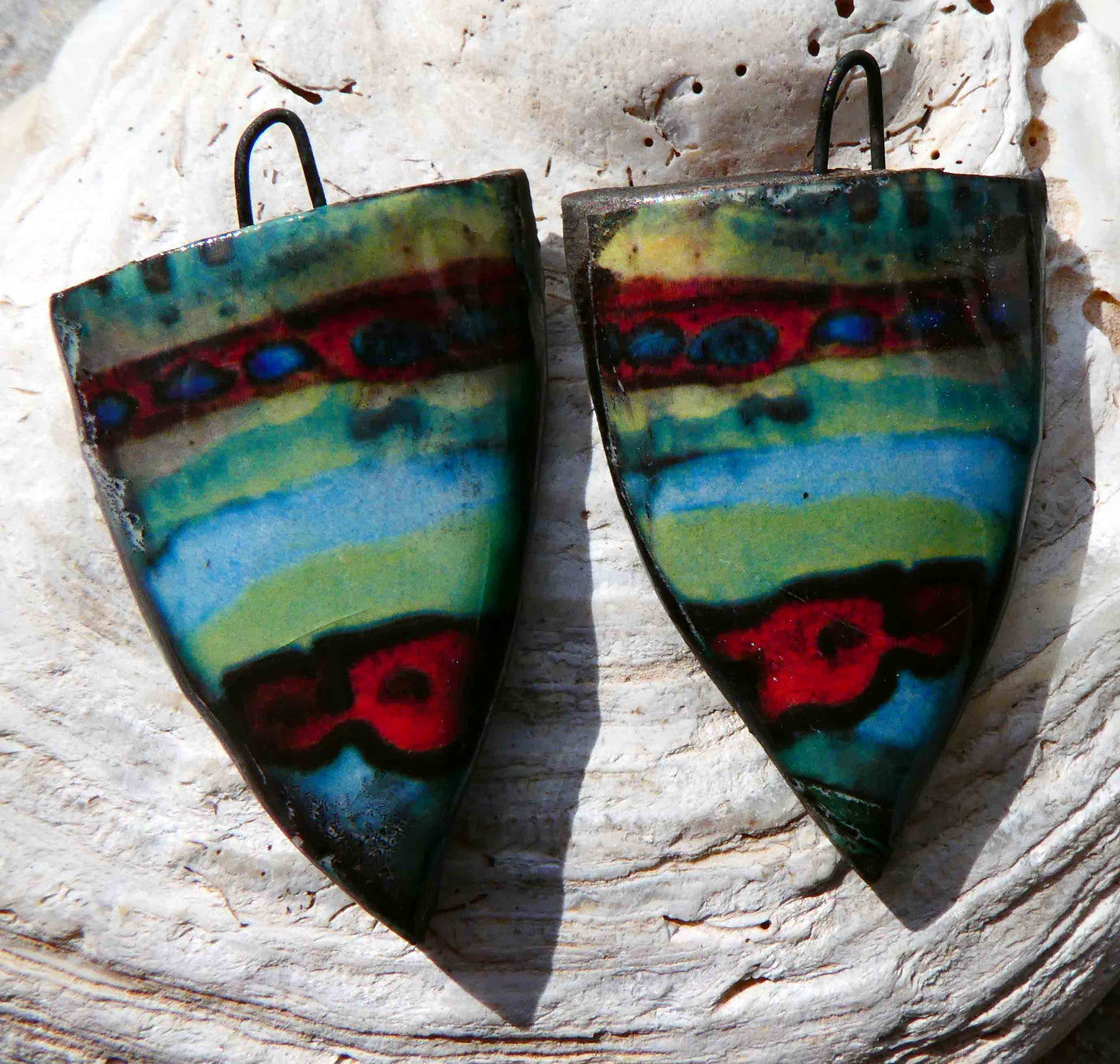 Ceramic Painted Decal Shield Earring Charms #8