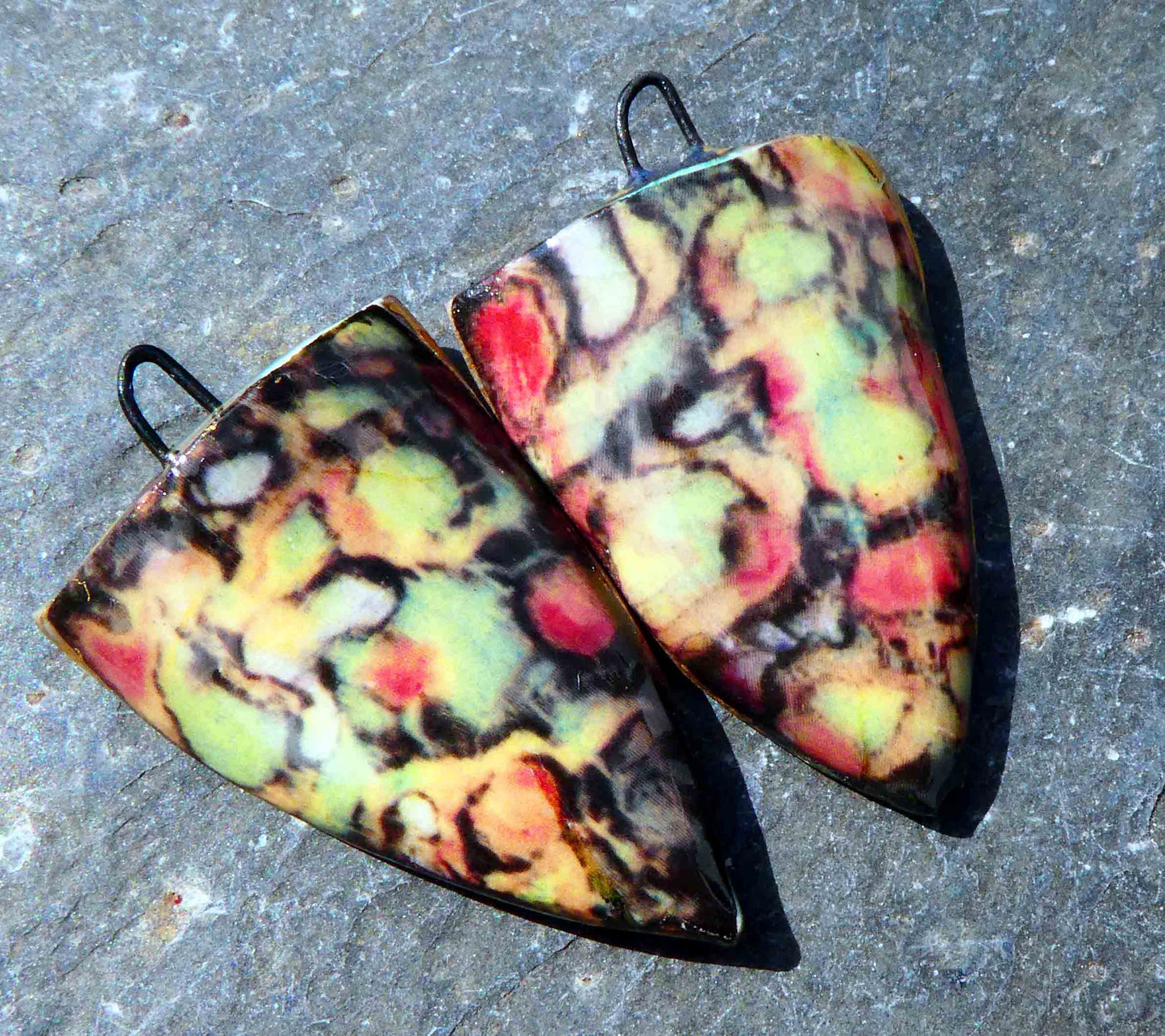 Ceramic Painted Decal Shield Earring Charms #17