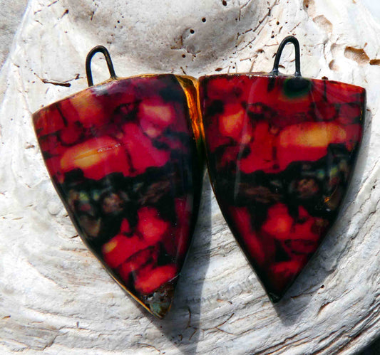 Ceramic Painted Decal Shield Earring Charms #42