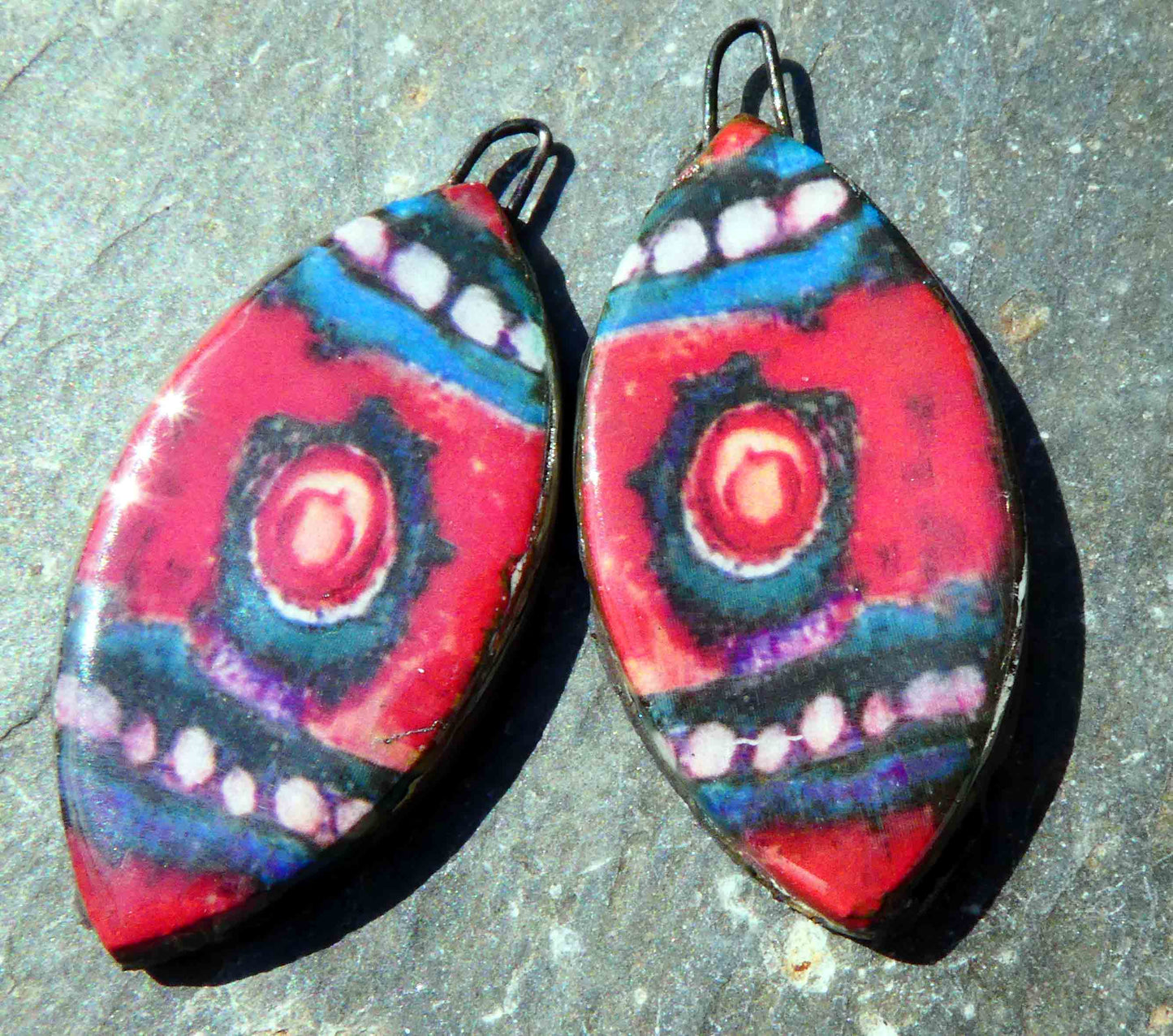 Ceramic Painted Drop Decal Earring Charms #36