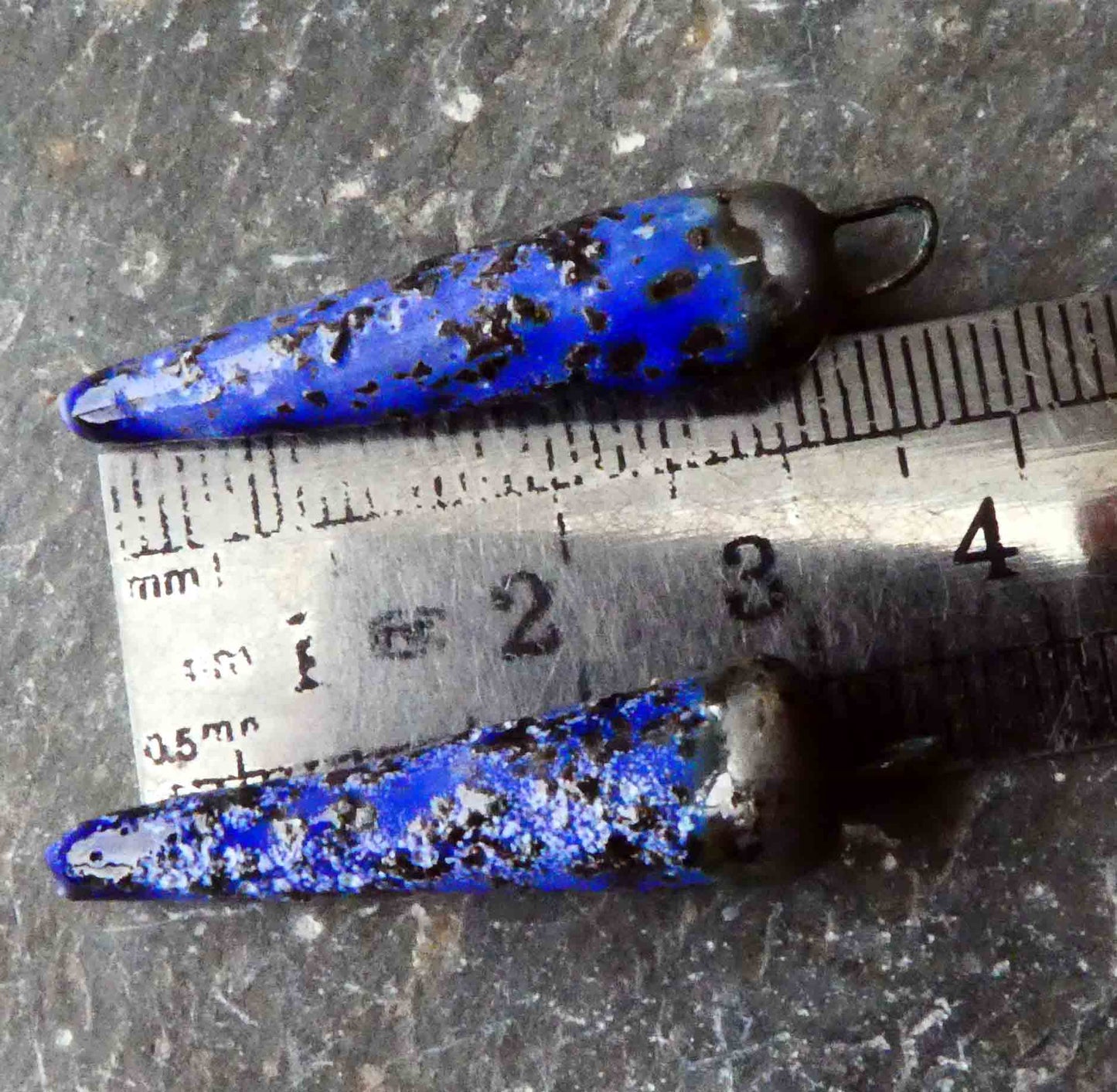 Ceramic Bronzy Spike Earring Charms - Mirror Blue Glimmer