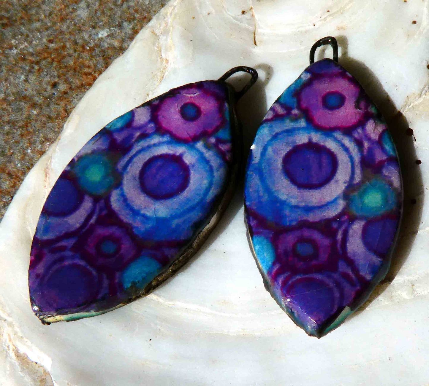 Ceramic Painted Drop Decal Earring Charms #4