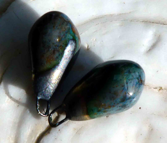 Ceramic Drops Earring Charms - Grey Feather