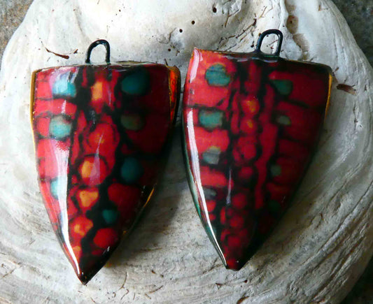 Ceramic Painted Decal Shield Earring Charms #7